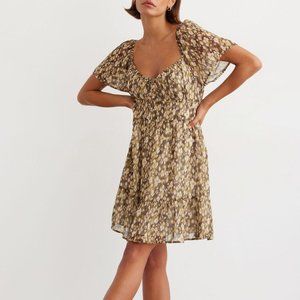 Dynamite Eliza Smocked Mini Flare Dress